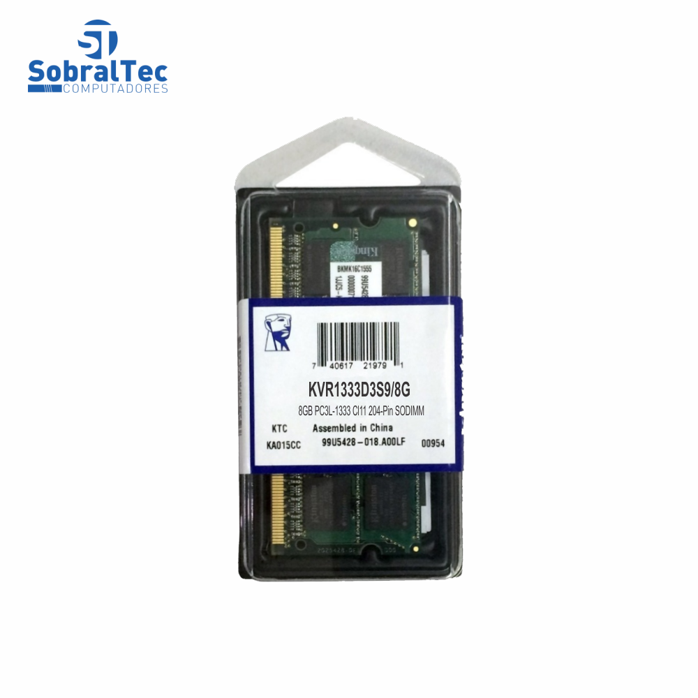 Memória Ram Notebook 8Gb Ddr3L Kingston 1333 Kvr16ls11/8 Low 1.35v